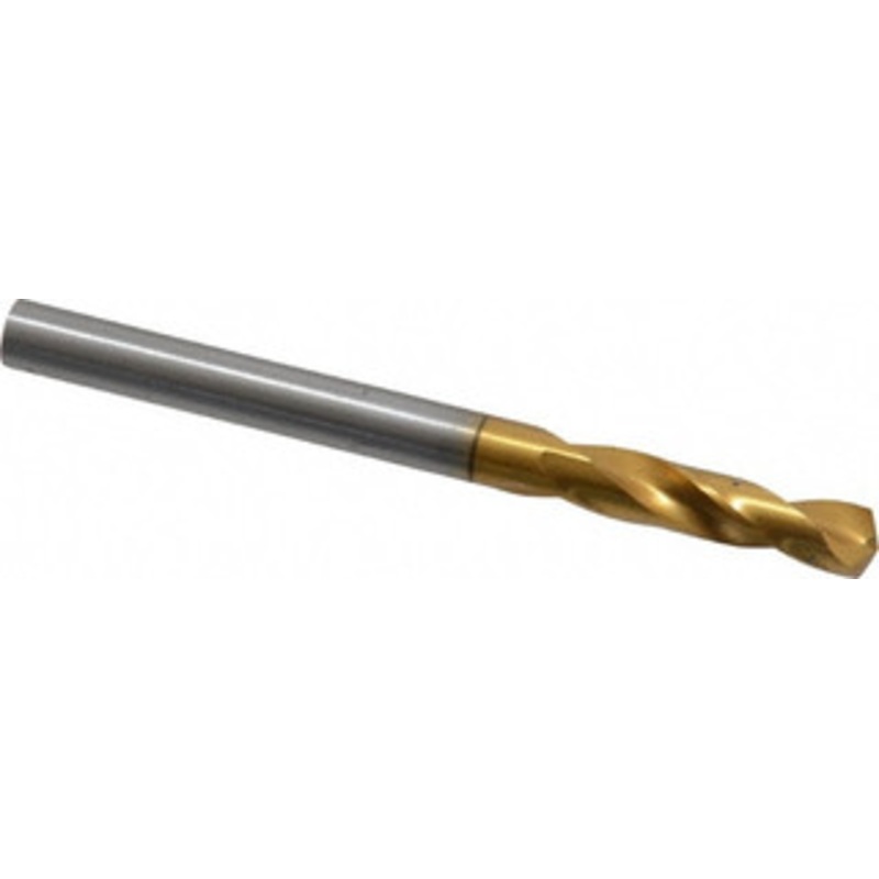 Guhring #14 130 Parabolic Flute Cobalt Screw Machine Drill Bit TiN Finish, Right Hand Cut, 24mm Flute Length, 58mm OAL, Standard Point, Straight Shank 9006590046200 – 74669045