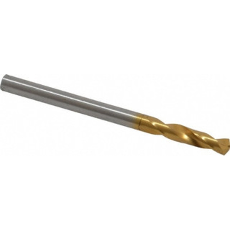 Guhring #27 130 Parabolic Flute Cobalt Screw Machine Drill Bit TiN Finish, Right Hand Cut, 20mm Flute Length, 52mm OAL, Standard Point, Straight Shank 9006590036600 – 02604858