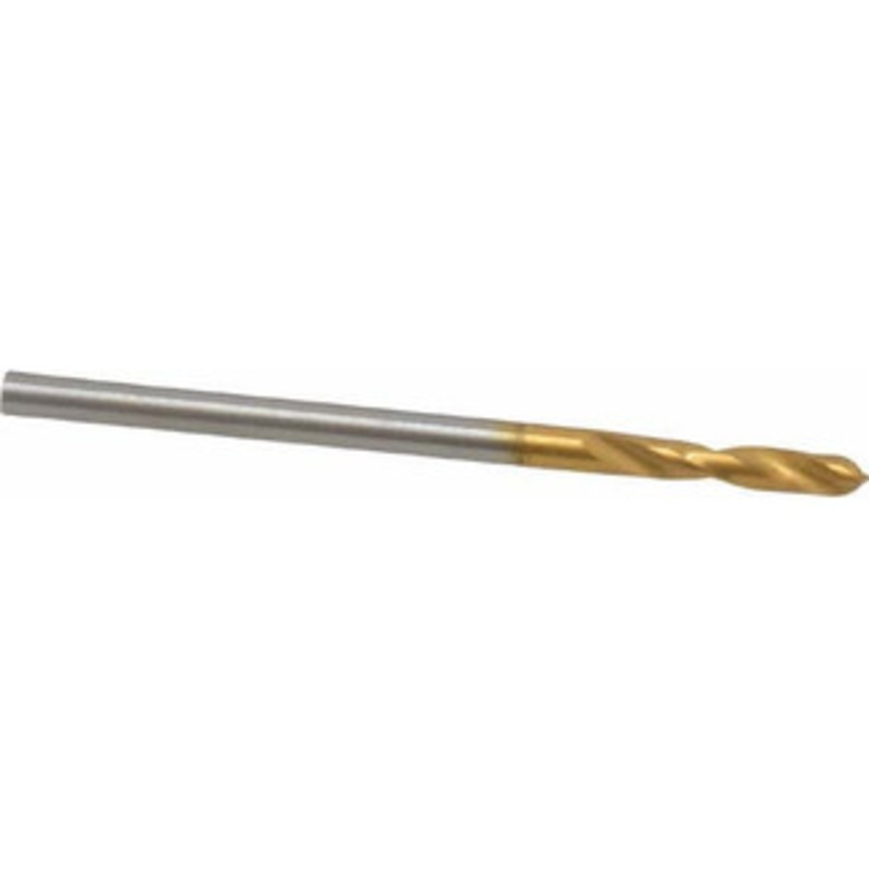 Guhring #42 130 Parabolic Flute Cobalt Screw Machine Drill Bit TiN Finish, Right Hand Cut, 14mm Flute Length, 43mm OAL, Standard Point, Straight Shank 9006590023700 – 41025099