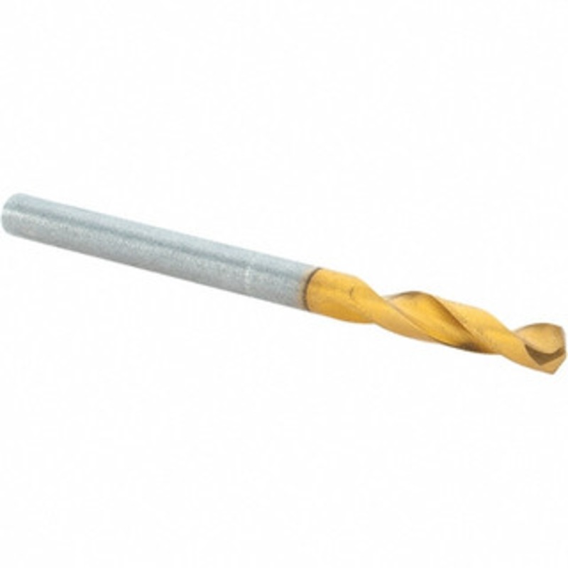 Guhring #29 118 Spiral Flute High Speed Steel Screw Machine Drill Bit TiN Finish, Right Hand Cut, 20mm Flute Length, 52mm OAL, Standard Point, Straight Shank 9006530034500 – 74001256