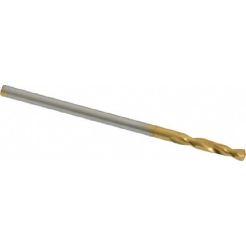 Guhring #52 130 Parabolic Flute Cobalt Screw Machine Drill Bit TiN Finish, Right Hand Cut, 10mm Flute Length, 34mm OAL, Standard Point, Straight Shank 9006590016100 – 88817663