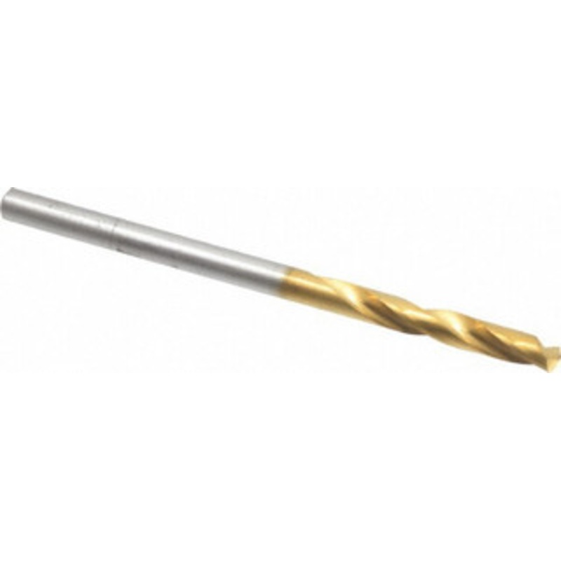 Hertel #35 135 Spiral Flute High Speed Steel Screw Machine Drill Bit TiN Finish, Right Hand Cut, 7/8 Flute Length, 1-7/8 OAL, Split Point, Straight Shank 2387520 – 02387280