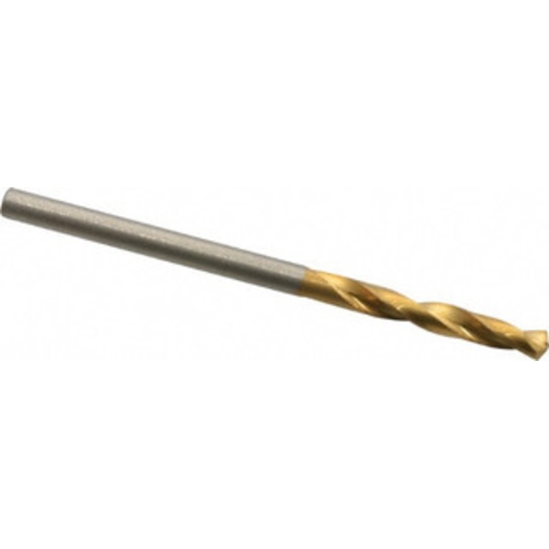 Hertel #39 135 Spiral Flute High Speed Steel Screw Machine Drill Bit TiN Finish, Right Hand Cut, 13/16 Flute Length, 1-13/16 OAL, Split Point, Straight Shank 02387322 – 02387322