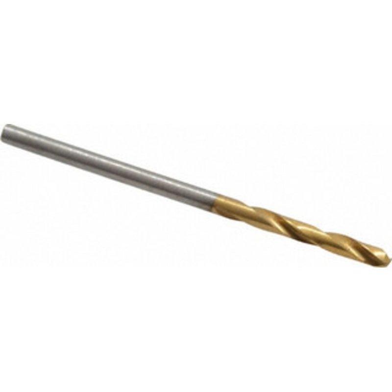 Hertel #44 135 Spiral Flute High Speed Steel Screw Machine Drill Bit TiN Finish, Right Hand Cut, 3/4 Flute Length, 1-3/4 OAL, Split Point, Straight Shank 02387371 – 02387371