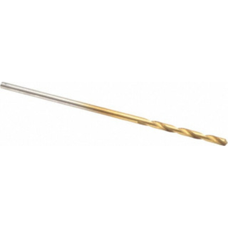 Hertel #59 135 Spiral Flute High Speed Steel Screw Machine Drill Bit TiN Finish, Right Hand Cut, 1/2 Flute Length, 1-3/8 OAL, Split Point, Straight Shank 02387520 – 02387520
