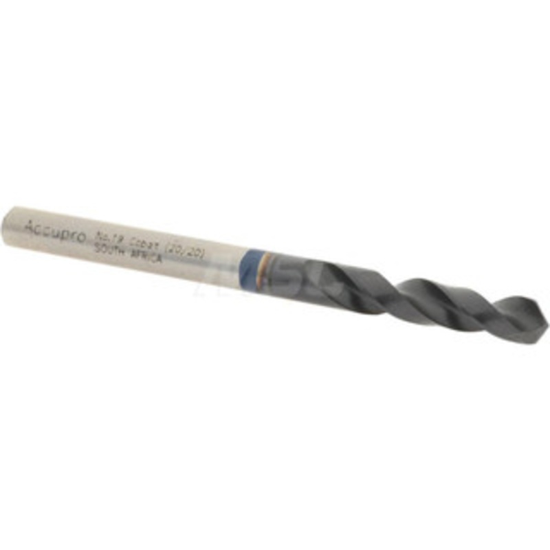 Accupro #19 120 Spiral Flute Cobalt Screw Machine Drill Bit TiAlN Finish, Right Hand Cut, 22mm Flute Length, 55mm OAL, Faceted Point, Straight Shank 1BS0422-AC – 05493531