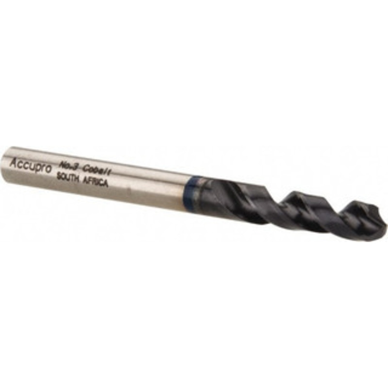 Accupro #3 120 Spiral Flute Cobalt Screw Machine Drill Bit TiAlN Finish, Right Hand Cut, 28mm Flute Length, 66mm OAL, Faceted Point, Straight Shank 1BS0541-AC – 05493747