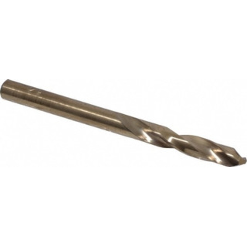 Chicago-Latrobe #14 135 Spiral Flute Cobalt Screw Machine Drill Bit Oxide/Gold Finish, Right Hand Cut, 1-1/8 Flute Length, 2-3/16 OAL, Split Point, Straight Shank 50869 – 81372146