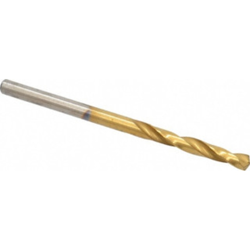 Chicago-Latrobe #34 135 Spiral Flute High Speed Steel Screw Machine Drill Bit TiN Finish, Right Hand Cut, 7/8 Flute Length, 1-7/8 OAL, Split Point, Straight Shank 48404 – 76128784