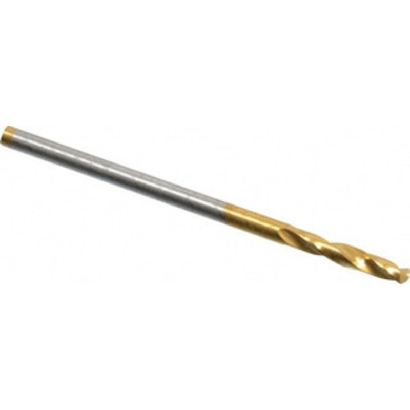 Guhring #48 130 Parabolic Flute Cobalt Screw Machine Drill Bit TiN Finish, Right Hand Cut, 12mm Flute Length, 38mm OAL, Standard Point, Straight Shank 9006590019300 – 88817747
