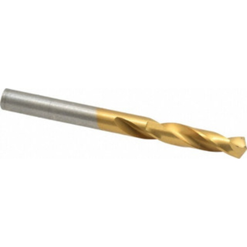 Hertel #3 135 Spiral Flute High Speed Steel Screw Machine Drill Bit TiN Finish, Right Hand Cut, 1-1/4 Flute Length, 2-3/8 OAL, Split Point, Straight Shank 2387223 – 02386977