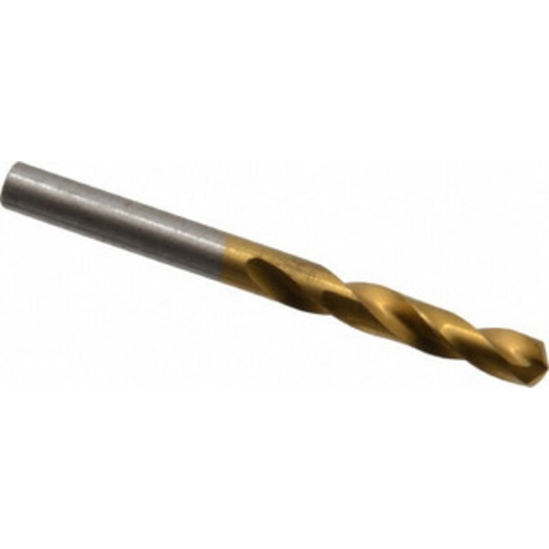 Hertel #6 135 Spiral Flute Cobalt Screw Machine Drill Bit TiN Finish, Right Hand Cut, 1-1/4 Flute Length, 2-3/8 OAL, Split Point, Straight Shank 66691825 – 66691825