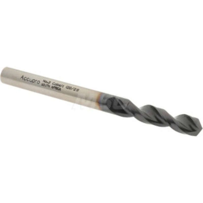 Accupro #3 130 Parabolic Flute Cobalt Screw Machine Drill Bit TiAlN Finish, Right Hand Cut, 1.102 Flute Length, 2.598 OAL, Split Point, Straight Shank 1630541A-AC – 01349125
