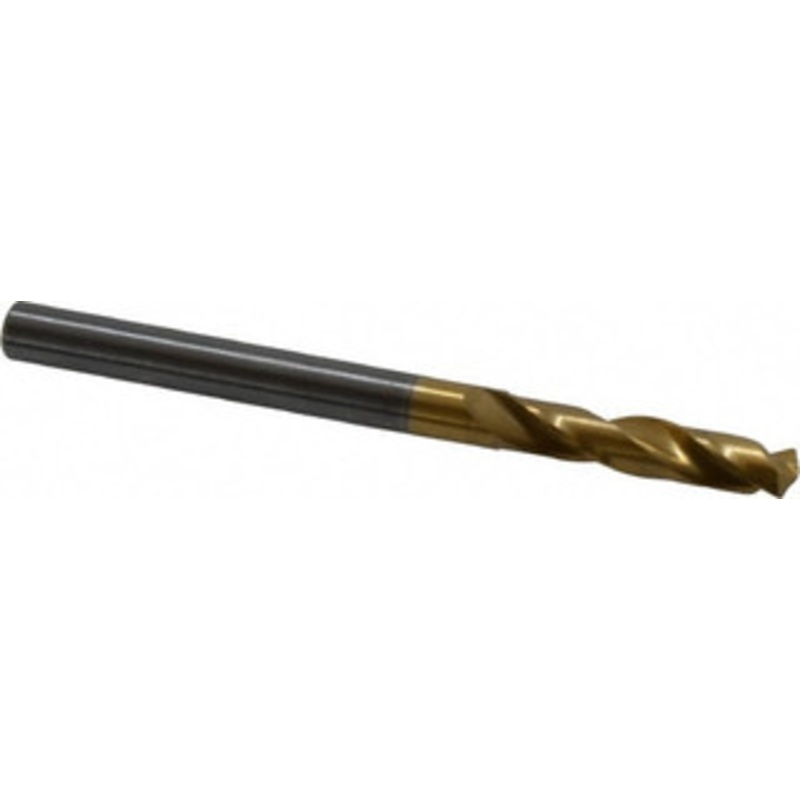 Guhring #12 140 Spiral Flute Solid Carbide Screw Machine Drill Bit TiN Finish, Right Hand Cut, 26mm Flute Length, 62mm OAL, SU Point, Straight Shank 9012420048000 – 05535604