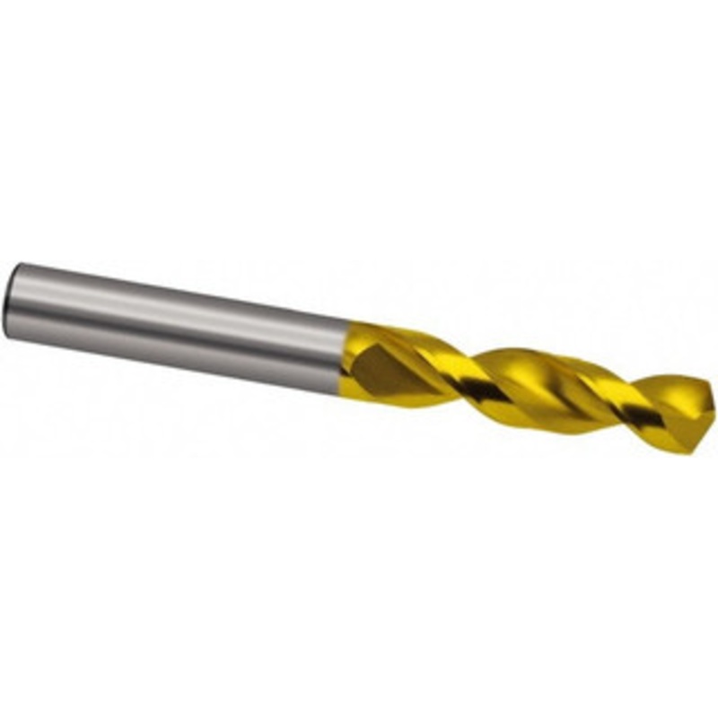 Guhring #25 130 Parabolic Flute Powdered Metal Screw Machine Drill Bit TiN Finish, Right Hand Cut, 22mm Flute Length, 55mm OAL, Cone Relief Point, Straight Shank 9055210038000 – 84865211