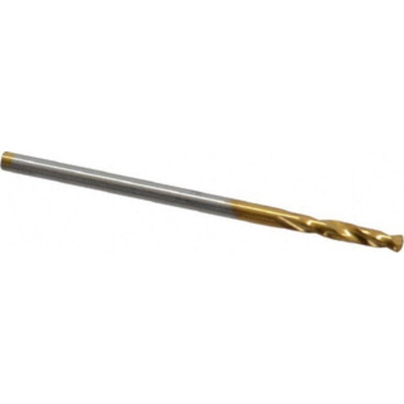 Guhring #50 130 Parabolic Flute Cobalt Screw Machine Drill Bit TiN Finish, Right Hand Cut, 11mm Flute Length, 36mm OAL, Standard Point, Straight Shank 9006590017800 – 62005970