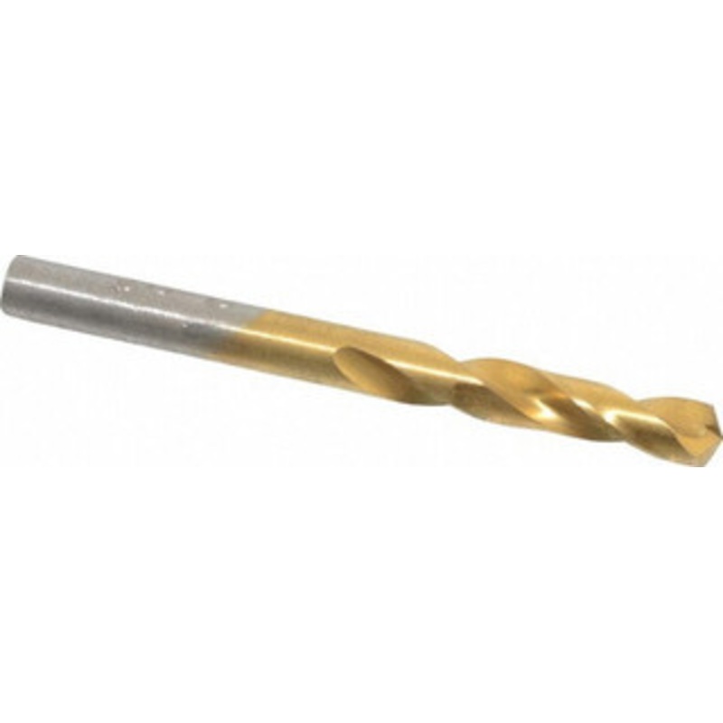 Hertel #10 135 Spiral Flute Cobalt Screw Machine Drill Bit TiN Finish, Right Hand Cut, 1-3/16 Flute Length, 2-1/4 OAL, Split Point, Straight Shank 66691866 – 66691866