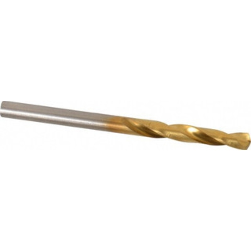 Hertel #29 135 Spiral Flute High Speed Steel Screw Machine Drill Bit TiN Finish, Right Hand Cut, 15/16 Flute Length, 1-15/16 OAL, Split Point, Straight Shank 2387462 – 02387223