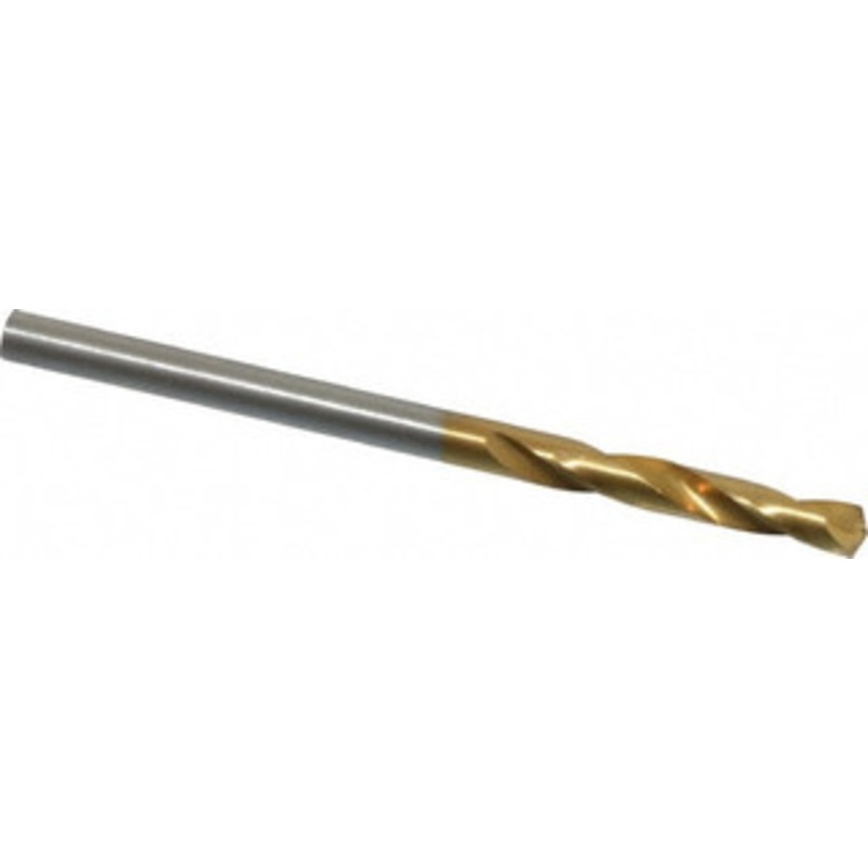Hertel #32 135 Spiral Flute High Speed Steel Screw Machine Drill Bit TiN Finish, Right Hand Cut, 7/8 Flute Length, 1-7/8 OAL, Split Point, Straight Shank 2387496 – 02387256