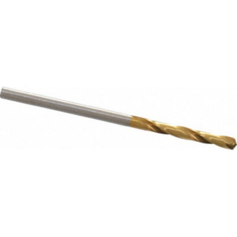 Hertel #43 135 Spiral Flute High Speed Steel Screw Machine Drill Bit TiN Finish, Right Hand Cut, 3/4 Flute Length, 1-3/4 OAL, Split Point, Straight Shank 02387363 – 02387363