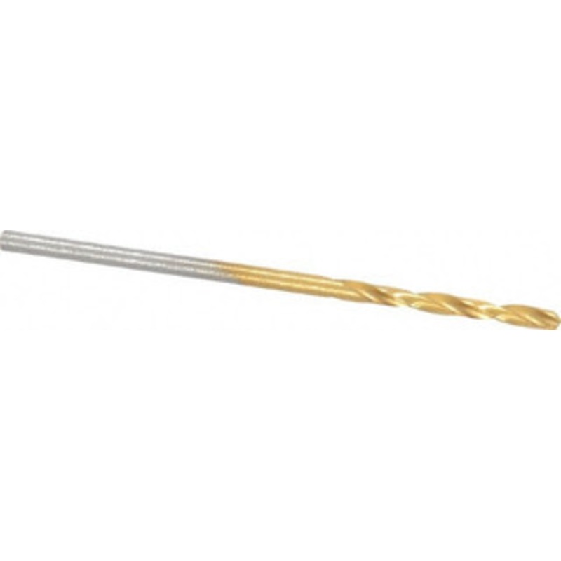 Hertel #52 135 Spiral Flute High Speed Steel Screw Machine Drill Bit TiN Finish, Right Hand Cut, 11/16 Flute Length, 1-11/16 OAL, Split Point, Straight Shank 02387454 – 02387454