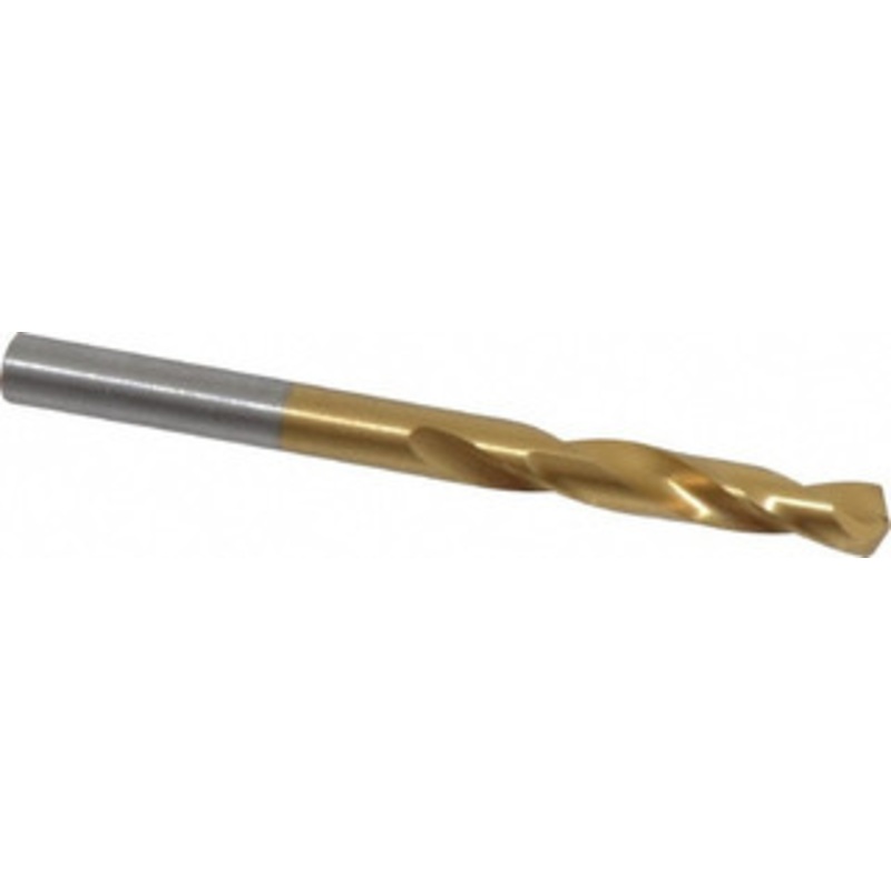 Chicago-Latrobe #13 135 Spiral Flute High Speed Steel Screw Machine Drill Bit TiN Finish, Right Hand Cut, 1-1/8 Flute Length, 2-3/16 OAL, Split Point, Straight Shank 48383 – 06131965