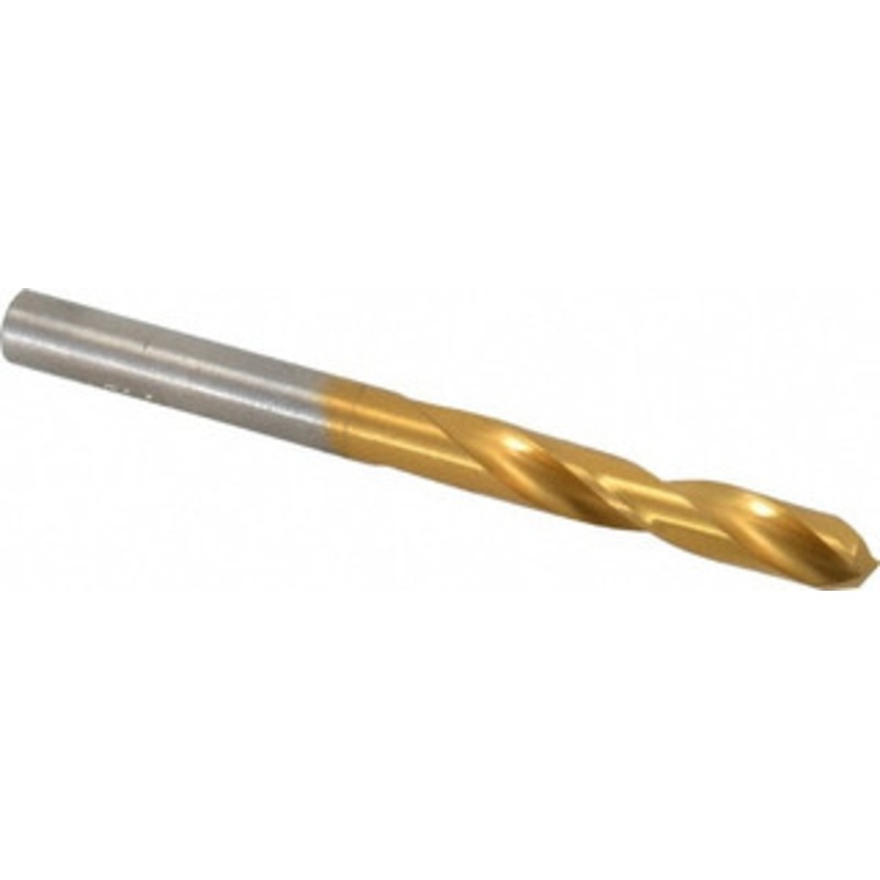 Chicago-Latrobe #4 135 Spiral Flute High Speed Steel Screw Machine Drill Bit TiN Finish, Right Hand Cut, 1-1/4 Flute Length, 2-3/8 OAL, Split Point, Straight Shank 48374 – 06131874
