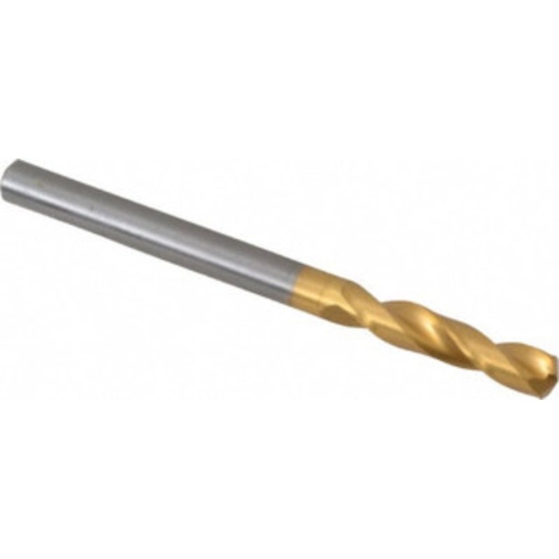 Guhring #16 140 Spiral Flute Solid Carbide Screw Machine Drill Bit TiN Finish, Right Hand Cut, 24mm Flute Length, 58mm OAL, SU Point, Straight Shank 9012420045000 – 05535562
