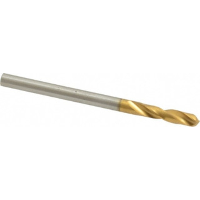 Guhring #30 130 Parabolic Flute Cobalt Screw Machine Drill Bit TiN Finish, Right Hand Cut, 18mm Flute Length, 49mm OAL, Standard Point, Straight Shank 9006590032600 – 74655051