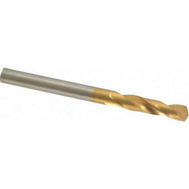 Guhring #8 130 Parabolic Flute Cobalt Screw Machine Drill Bit TiN Finish, Right Hand Cut, 26mm Flute Length, 62mm OAL, Standard Point, Straight Shank 9006590050600 – 91932111