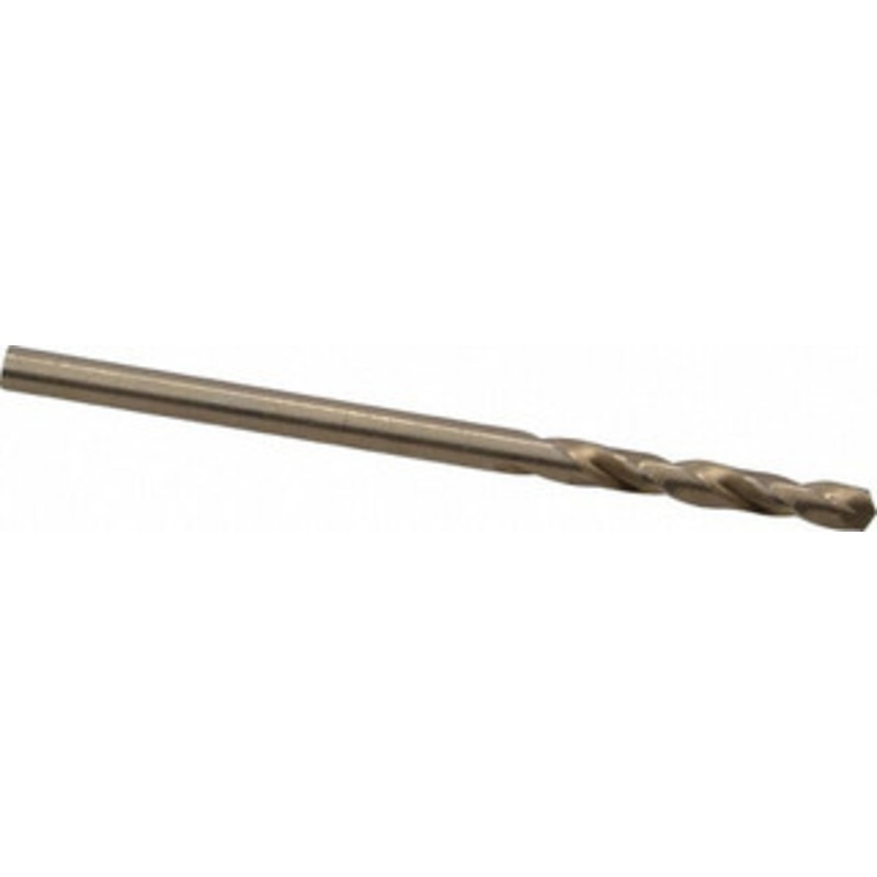 Hertel #38 135 Spiral Flute Cobalt Screw Machine Drill Bit Bright Finish, Right Hand Cut, 13/16 Flute Length, 1-13/16 OAL, Split Point, Straight Shank 74130907 – 74130907
