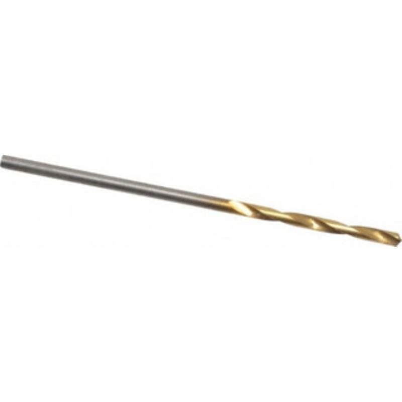 Hertel #55 135 Spiral Flute High Speed Steel Screw Machine Drill Bit TiN Finish, Right Hand Cut, 5/8 Flute Length, 1-5/8 OAL, Split Point, Straight Shank 02387488 – 02387488