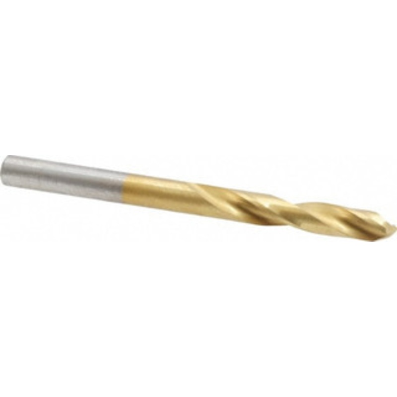 Chicago-Latrobe #14 135 Spiral Flute High Speed Steel Screw Machine Drill Bit TiN Finish, Right Hand Cut, 1-1/8 Flute Length, 2-3/16 OAL, Split Point, Straight Shank 48384 – 06131973