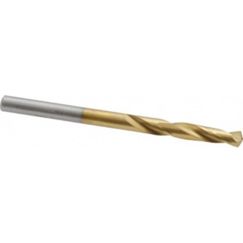 Chicago-Latrobe #27 135 Spiral Flute High Speed Steel Screw Machine Drill Bit TiN Finish, Right Hand Cut, 1 Flute Length, 2-1/16 OAL, Split Point, Straight Shank 48397 – 76128719
