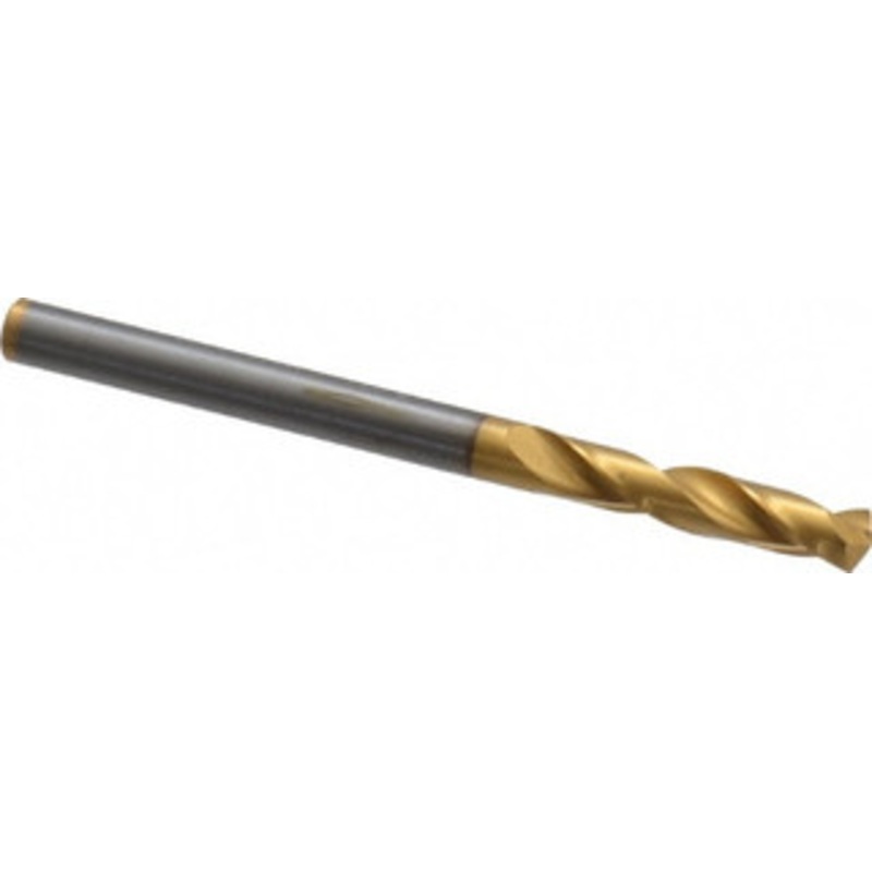 Guhring #18 140 Spiral Flute Solid Carbide Screw Machine Drill Bit TiN Finish, Right Hand Cut, 24mm Flute Length, 58mm OAL, SU Point, Straight Shank 9012420043000 – 05535539