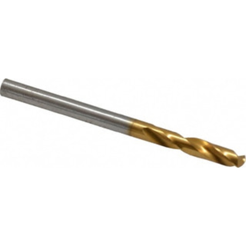 Guhring #23 130 Parabolic Flute Cobalt Screw Machine Drill Bit TiN Finish, Right Hand Cut, 22mm Flute Length, 55mm OAL, Standard Point, Straight Shank 9006590039100 – 78639937