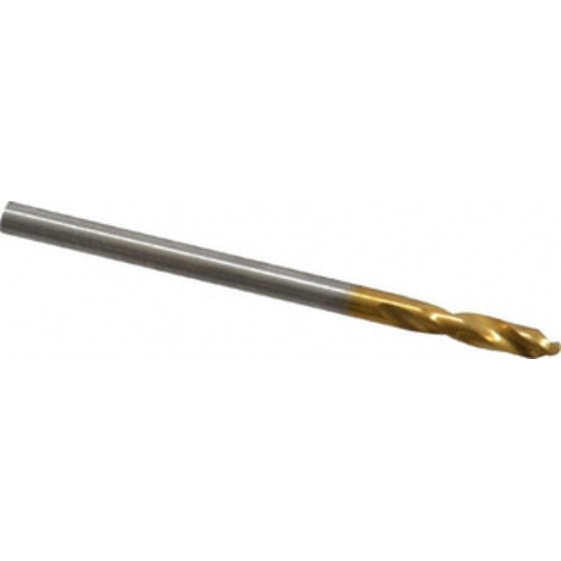 Guhring #38 130 Parabolic Flute Cobalt Screw Machine Drill Bit TiN Finish, Right Hand Cut, 14mm Flute Length, 43mm OAL, Standard Point, Straight Shank 9006590025800 – 06845028