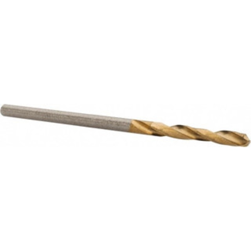 Hertel #48 135 Spiral Flute High Speed Steel Screw Machine Drill Bit TiN Finish, Right Hand Cut, 11/16 Flute Length, 1-11/16 OAL, Split Point, Straight Shank 02387413 – 02387413