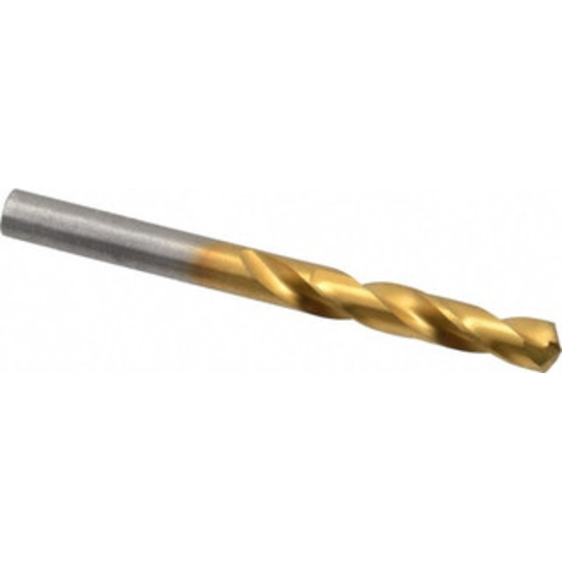 Hertel #5 135 Spiral Flute Cobalt Screw Machine Drill Bit TiN Finish, Right Hand Cut, 1-1/4 Flute Length, 2-3/8 OAL, Split Point, Straight Shank 66691817 – 66691817