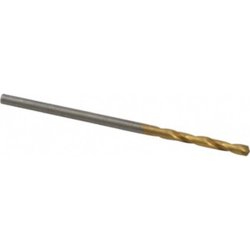 Hertel #50 135 Spiral Flute High Speed Steel Screw Machine Drill Bit TiN Finish, Right Hand Cut, 11/16 Flute Length, 1-11/16 OAL, Split Point, Straight Shank 02387439 – 02387439