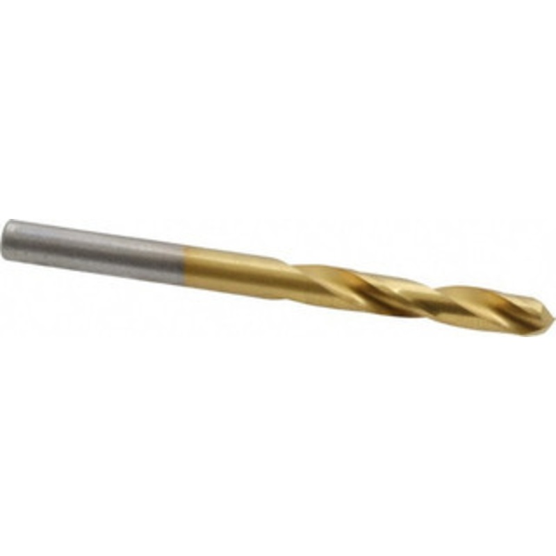 Chicago-Latrobe #20 135 Spiral Flute High Speed Steel Screw Machine Drill Bit TiN Finish, Right Hand Cut, 1-1/16 Flute Length, 2-1/8 OAL, Split Point, Straight Shank 48390 – 76128644
