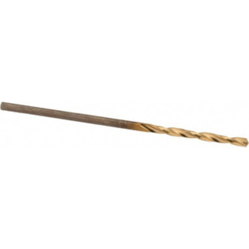 Hertel #54 135 Spiral Flute High Speed Steel Screw Machine Drill Bit TiN Finish, Right Hand Cut, 5/8 Flute Length, 1-5/8 OAL, Split Point, Straight Shank 02387470 – 02387470