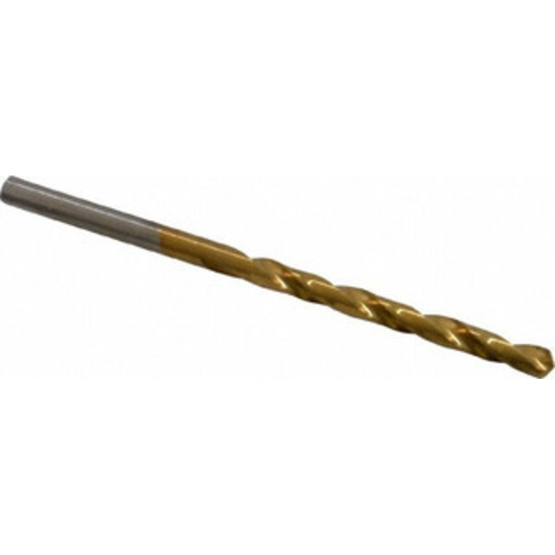 Hertel #22 118 High Speed Steel Jobber Drill TiN Finish, Right Hand Cut, Spiral Flute, Straight Shank, 3-1/8 OAL, Standard Point 85707446 – 85707446