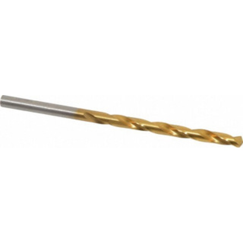 Hertel #19 135 High Speed Steel Jobber Drill TiN Finish, Right Hand Cut, Spiral Flute, Straight Shank, 3-1/4 OAL, Split Point 66694183 – 66694183