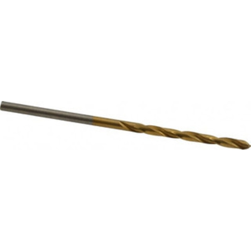Hertel #38 135 High Speed Steel Jobber Drill TiN Finish, Right Hand Cut, Spiral Flute, Straight Shank, 2-1/2 OAL, Split Point 66694373 – 66694373