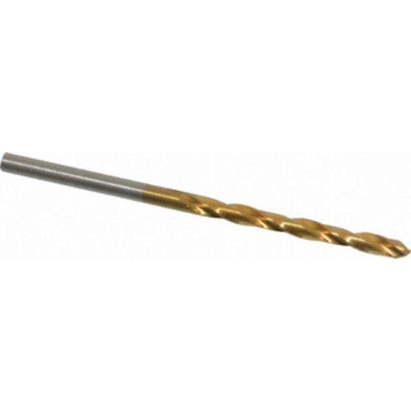 Hertel #30 135 High Speed Steel Jobber Drill TiN Finish, Right Hand Cut, Spiral Flute, Straight Shank, 2-3/4 OAL, Split Point 66694290 – 66694290
