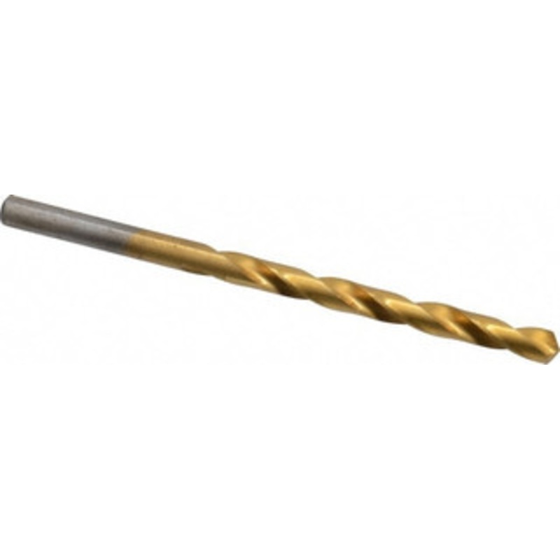 Hertel #4 118 High Speed Steel Jobber Drill TiN Finish, Right Hand Cut, Spiral Flute, Straight Shank, 3-3/4 OAL, Standard Point 85707263 – 85707263