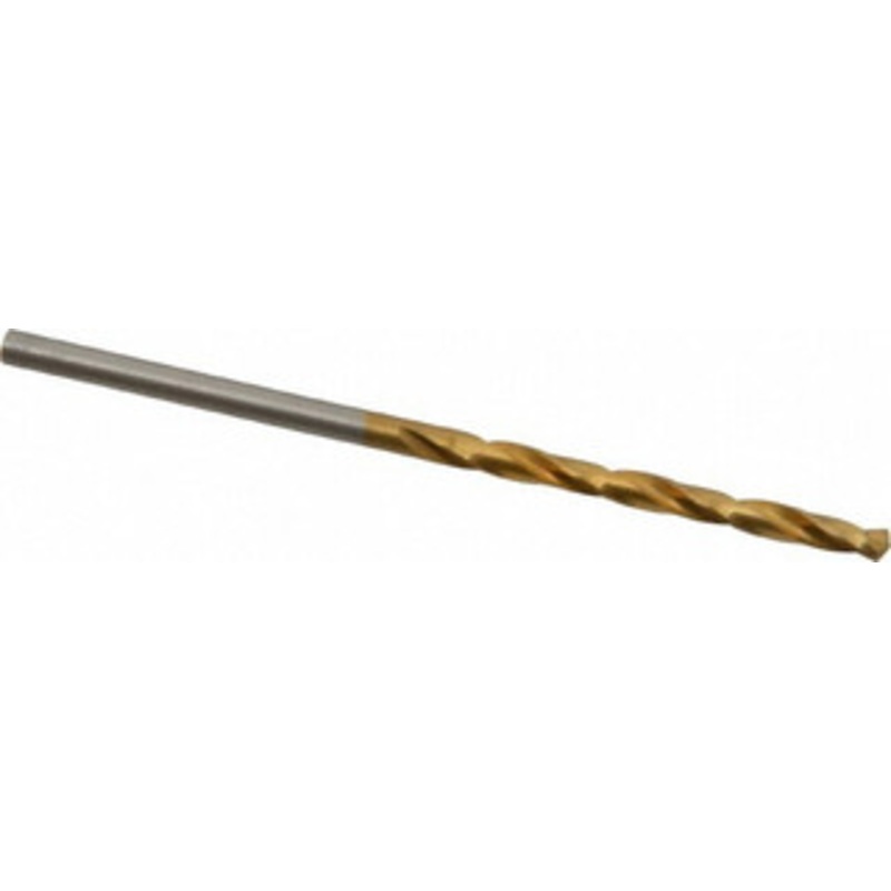 Hertel #40 135 High Speed Steel Jobber Drill TiN Finish, Right Hand Cut, Spiral Flute, Straight Shank, 2-3/8 OAL, Split Point 66694399 – 66694399