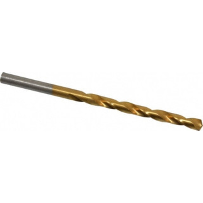 Hertel #6 135 High Speed Steel Jobber Drill TiN Finish, Right Hand Cut, Spiral Flute, Straight Shank, 3-3/4 OAL, Split Point 66694050 – 66694050