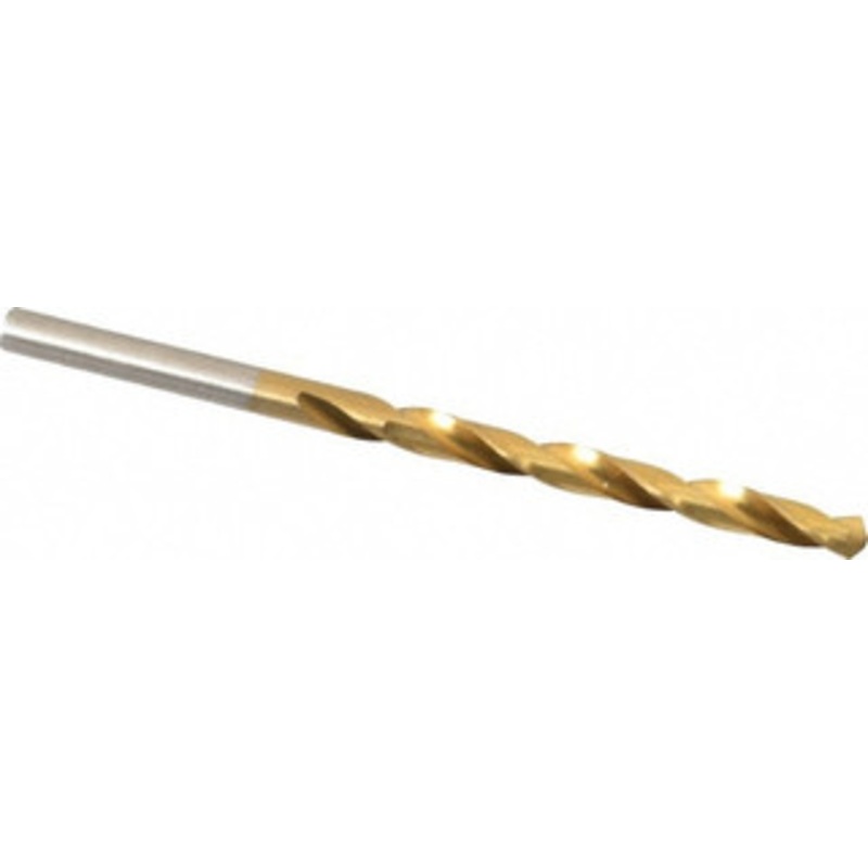 Hertel #17 118 High Speed Steel Jobber Drill TiN Finish, Right Hand Cut, Spiral Flute, Straight Shank, 3-3/8 OAL, Standard Point 85707396 – 85707396